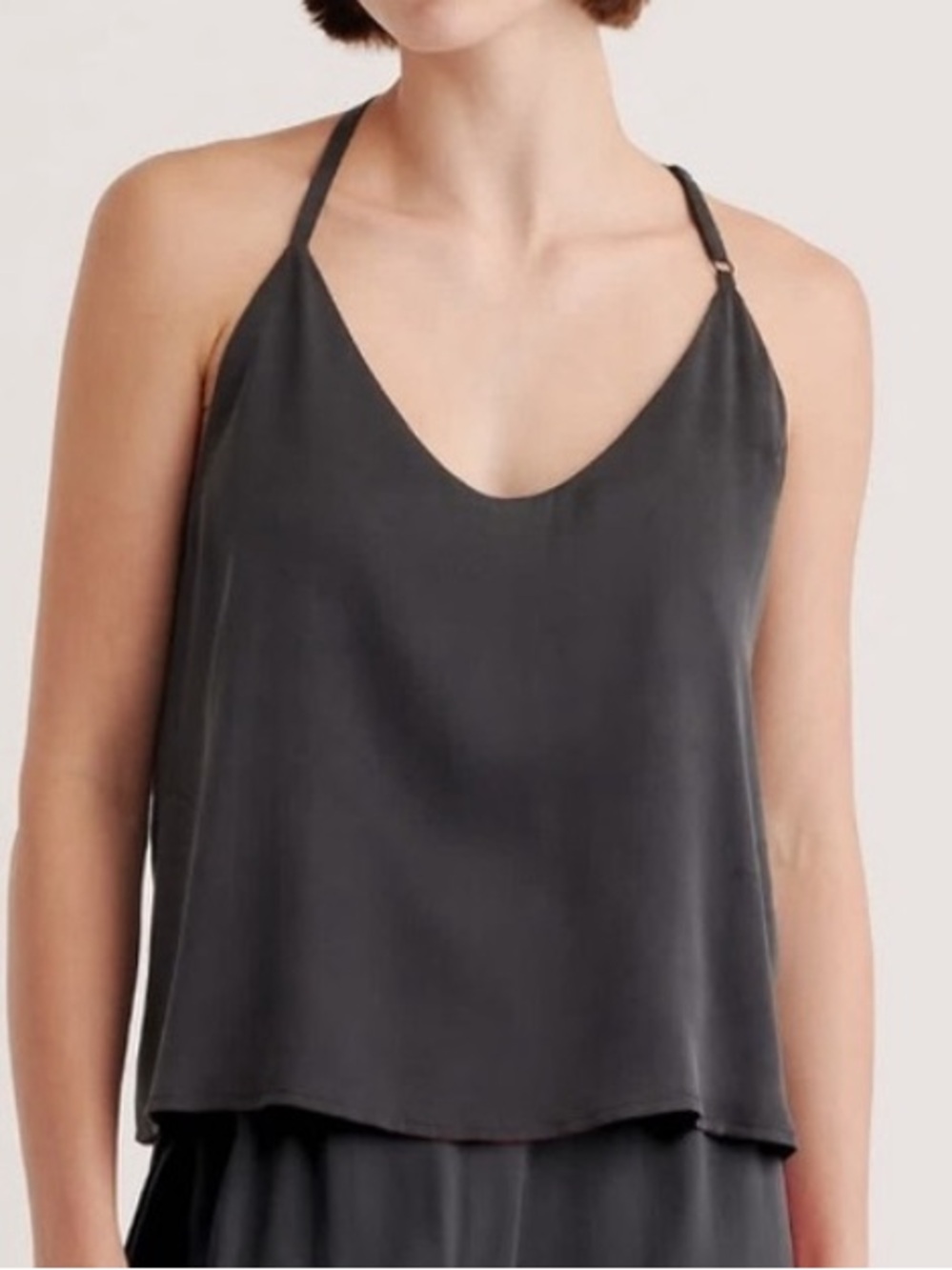 Quince 100% Washable Silk Pajama Cami Top Charcoal Grey Extra Large